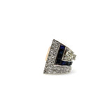 Art Deco Platinum Topped Diamond and Sapphire Ring with 14K Gold Shank Ring Kirsten's Corner