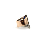 Art Deco Platinum Topped Diamond and Sapphire Ring with 14K Gold Shank Ring Kirsten's Corner