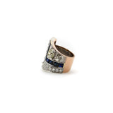 Art Deco Platinum Topped Diamond and Sapphire Ring with 14K Gold Shank Ring Kirsten's Corner