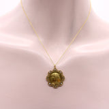 18K Gold Victorian Egyptian Revival Nekhbet Necklace with Diamonds and Pearls Necklaces, Pendants Kirsten's Corner