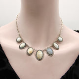 Retro Taxco 980 Silver Graduated Opal Cabochon Necklace Necklace Kirsten's Corner