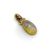 14K Gold Egyptian Revival Iridescent Scarab Pendant with Goddess pendant, Charm Kirsten's Corner