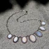 Retro Taxco 980 Silver Graduated Opal Cabochon Necklace Necklace Kirsten's Corner
