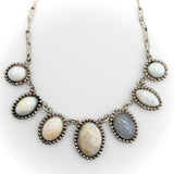 Retro Taxco 980 Silver Graduated Opal Cabochon Necklace