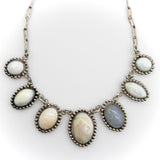 Retro Taxco 980 Silver Graduated Opal Cabochon Necklace Necklace Kirsten's Corner
