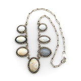 Retro Taxco 980 Silver Graduated Opal Cabochon Necklace