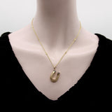 Victorian 14K Gold Intricate Woven Wirework Horseshoe Pendant with Diamonds