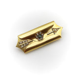 14K Gold Envelope Shaped Mourning Locket with Arrow Brooches, Pins Kirsten's Corner