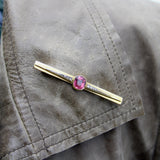 French 18K Gold Brooch with Bezel Set Tourmaline and Diamonds Brooches, Pins Kirsten's Corner