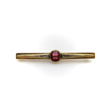 French 18K Gold Brooch with Bezel Set Tourmaline and Diamonds Brooches, Pins Kirsten's Corner