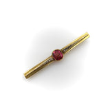 French 18K Gold Brooch with Bezel Set Tourmaline and Diamonds Brooches, Pins Kirsten's Corner
