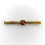 French 18K Gold Brooch with Bezel Set Tourmaline and Diamonds Brooches, Pins Kirsten's Corner