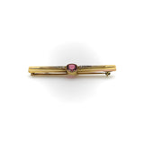 French 18K Gold Brooch with Bezel Set Tourmaline and Diamonds Brooches, Pins Kirsten's Corner
