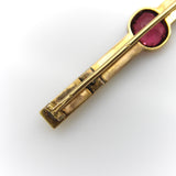 French 18K Gold Brooch with Bezel Set Tourmaline and Diamonds Brooches, Pins Kirsten's Corner