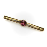 French 18K Gold Brooch with Bezel Set Tourmaline and Diamonds Brooches, Pins Kirsten's Corner