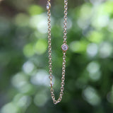 14K Gold Old European Cut Diamond by the Yard 17.5” Necklace