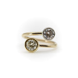 Contemporary 18K Gold and Platinum Bezel Set Toi et Moi Ring ring Kirsten's Corner