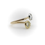 Contemporary 18K Gold and Platinum Bezel Set Toi et Moi Ring ring Kirsten's Corner