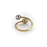 Contemporary 18K Gold and Platinum Bezel Set Toi et Moi Ring