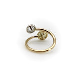 Contemporary 18K Gold and Platinum Bezel Set Toi et Moi Ring ring Kirsten's Corner