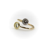 Contemporary 18K Gold and Platinum Bezel Set Toi et Moi Ring ring Kirsten's Corner