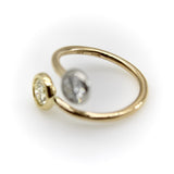 Contemporary 18K Gold and Platinum Bezel Set Toi et Moi Ring