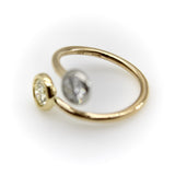 Contemporary 18K Gold and Platinum Bezel Set Toi et Moi Ring ring Kirsten's Corner