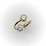 Contemporary 18K Gold and Platinum Bezel Set Toi et Moi Ring ring Kirsten's Corner