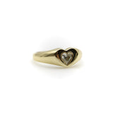 14K Gold Signature Heart Signet Ring with Heart-Shaped Diamond ring Kirsten's Corner