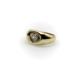 14K Gold Signature Oval Signet Ring with Heart-Shaped Diamond ring Kirsten's Corner