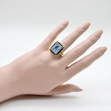 18K Gold Josephine Baker Banded Agate Signet Ring with Enamel and Rubies ring Kirsten's Corner
