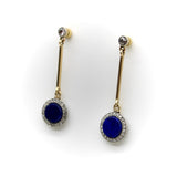 Art Deco 14K Gold and Platinum Diamond and Lapis Dangle Earrings jewelry Kirsten's Corner