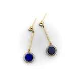 Art Deco 14K Gold and Platinum Diamond and Lapis Dangle Earrings jewelry Kirsten's Corner