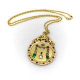 22K Gold Victorian Diamond Ruby and Emerald Curtain Pendant Necklaces, Pendants Kirsten's Corner