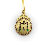 22K Gold Victorian Diamond Ruby and Emerald Curtain Pendant Necklaces, Pendants Kirsten's Corner