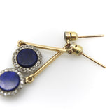 Art Deco 14K Gold and Platinum Diamond and Lapis Dangle Earrings jewelry Kirsten's Corner