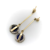 Art Deco 14K Gold and Platinum Diamond and Lapis Dangle Earrings jewelry Kirsten's Corner