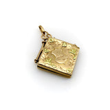 14K Gold Victorian Hand Engraved Square Fob Locket locket Kirsten's Corner