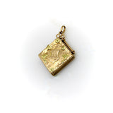 14K Gold Victorian Hand Engraved Square Fob Locket locket Kirsten's Corner