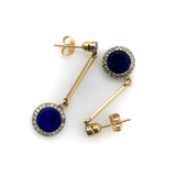 Art Deco 14K Gold and Platinum Diamond and Lapis Dangle Earrings jewelry Kirsten's Corner