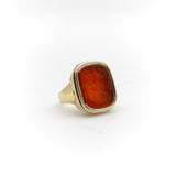 14K Gold Carnelian Intaglio Signet Ring M’Dowall Family Crest RING Kirsten's Corner