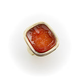 14K Gold Carnelian Intaglio Signet Ring M’Dowall Family Crest RING Kirsten's Corner