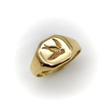 18K Gold Art Deco Signet Ring with Intaglio of Swallows jewelry Kirsten's Corner