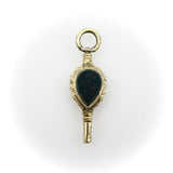 Early Victorian 12K Gold Rock Crystal and Bloodstone Tear Drop Fob jewelry Kirsten's Corner