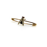 Victorian 9K Gold Fly Pin or Brooch with Diamonds, Rubies, and Sapphire Brooches, Pins Kirsten's Corner