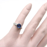 14K White Gold Art Deco Natural Sapphire Filigree Ring RING Kirsten's Corner