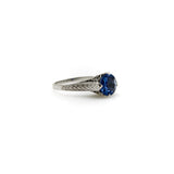14K White Gold Art Deco Natural Sapphire Filigree Ring RING Kirsten's Corner