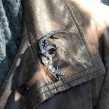 Victorian Old Mine Cut Diamond Crescent Moon with Bow Brooch Brooches, Pins Kirsten's Corner