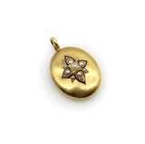 Victorian 14K Gold Locket with Floral Pearl and Enamel Decoration locket Kirsten's Corner