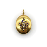 Victorian 14K Gold Locket with Floral Pearl and Enamel Decoration locket Kirsten's Corner